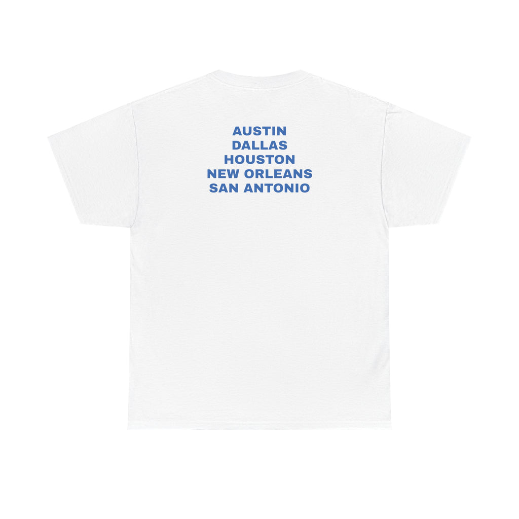 Unisex Boxy T-Shirt — colette Logo Front with Location Cities Back (Austin, Dallas, Houston, New Orleans, San Antonio)
