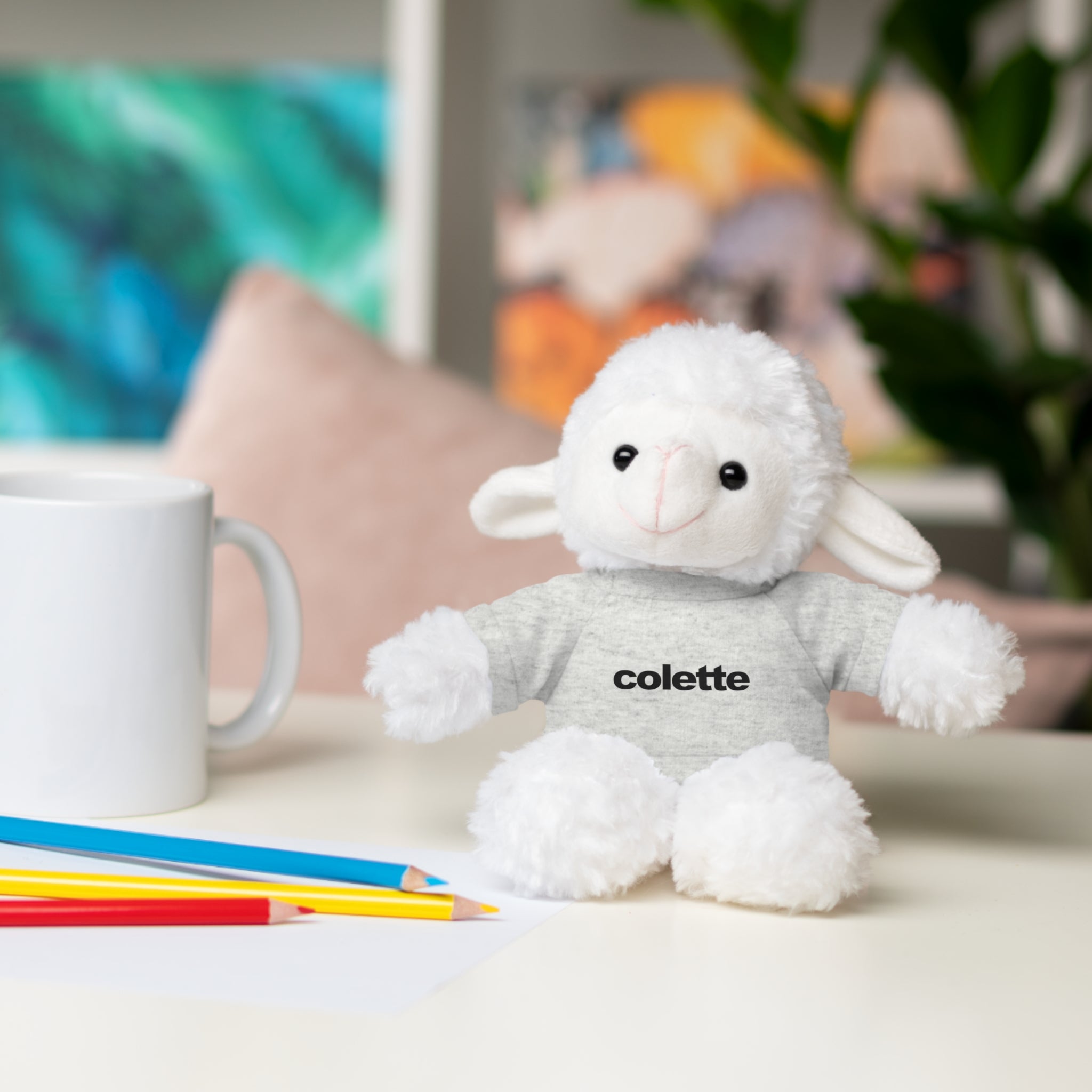 Stuffed Animal with 'colette' Logo Tee - 6 ANIMALS & 6 COLORS