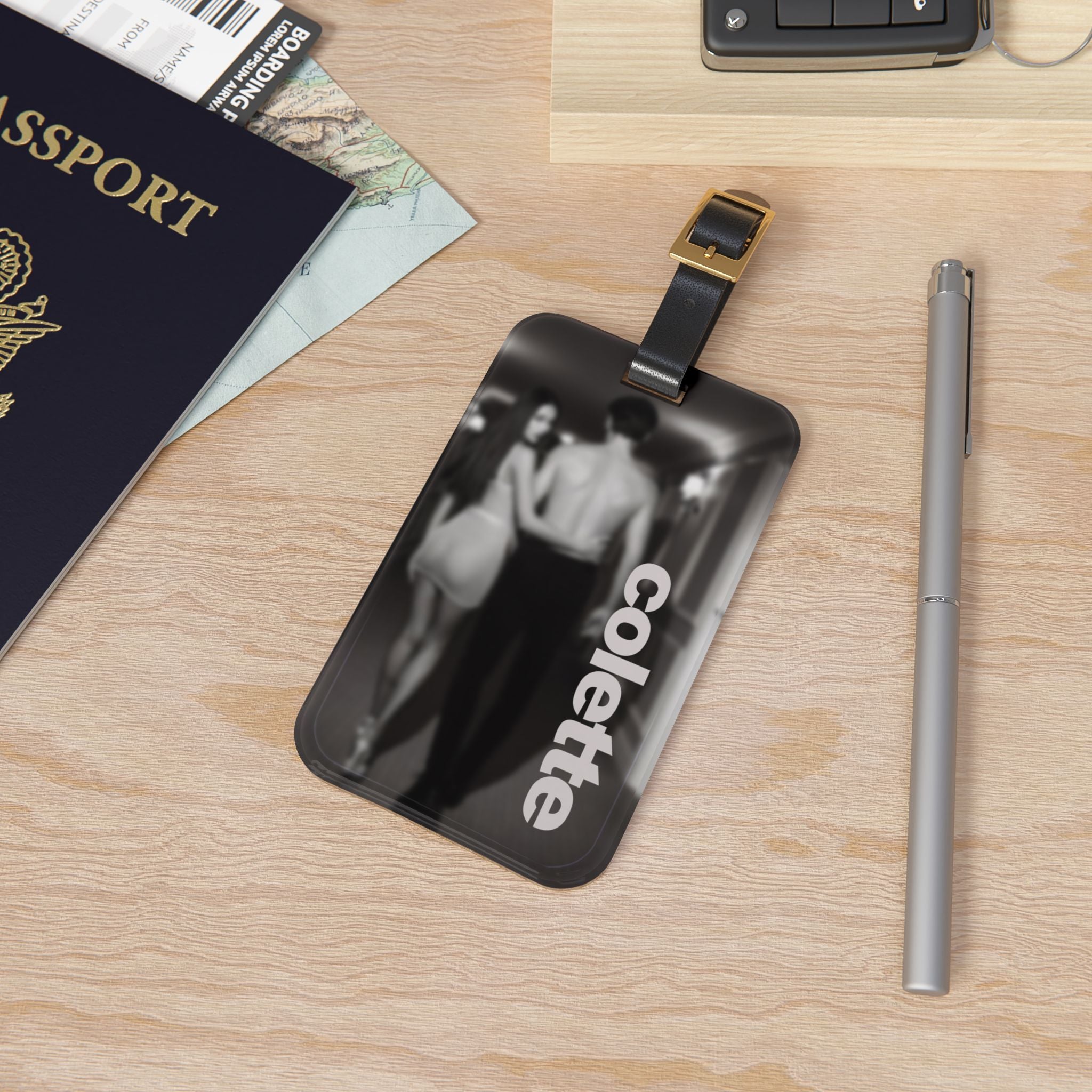 'colette' Moody Black & White ID Luggage Tag