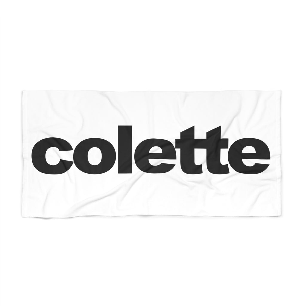 Beach Towel – Bold Black 'colette' Logo Cotton Beach Towel