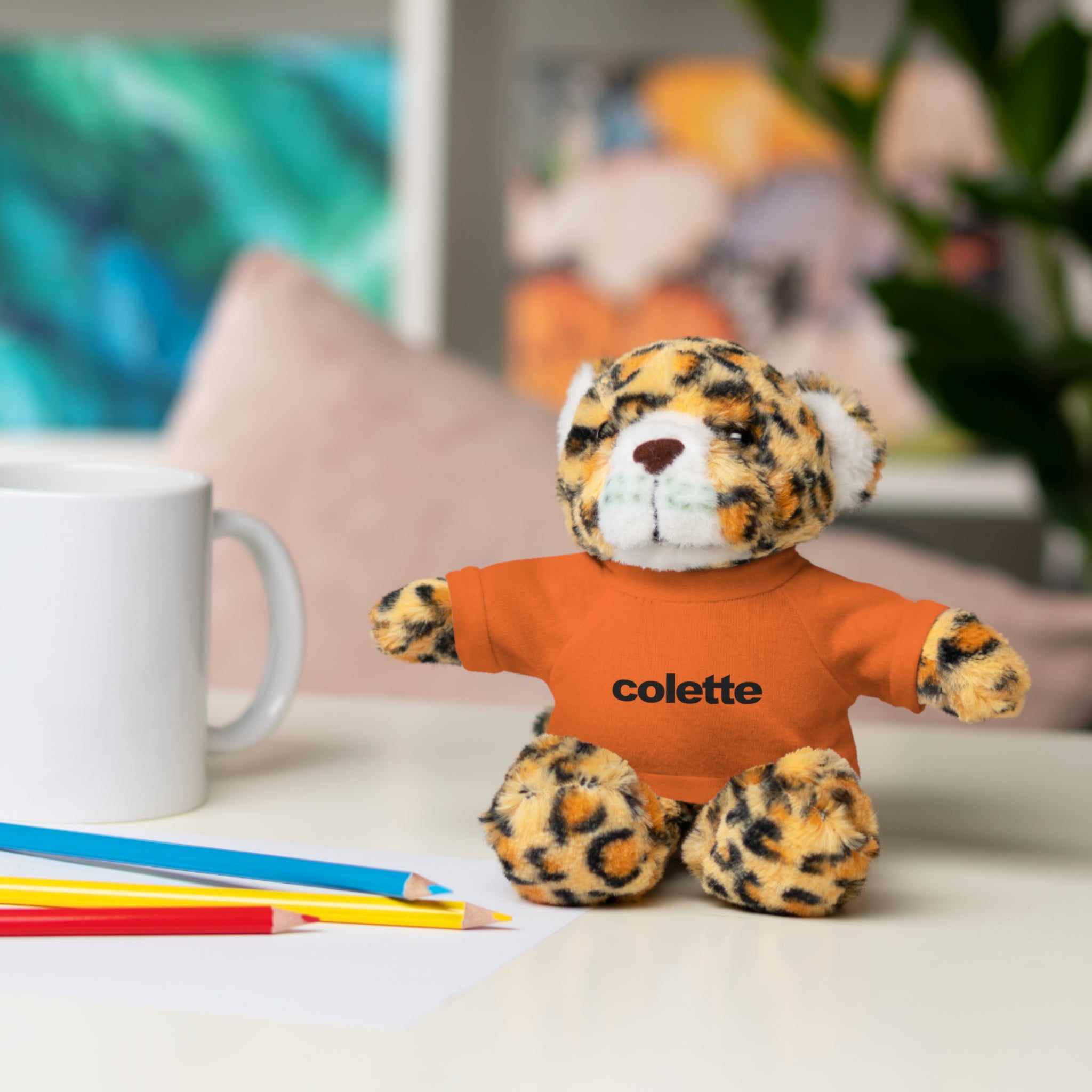 Stuffed Animal with 'colette' Logo Tee - 6 ANIMALS & 6 COLORS