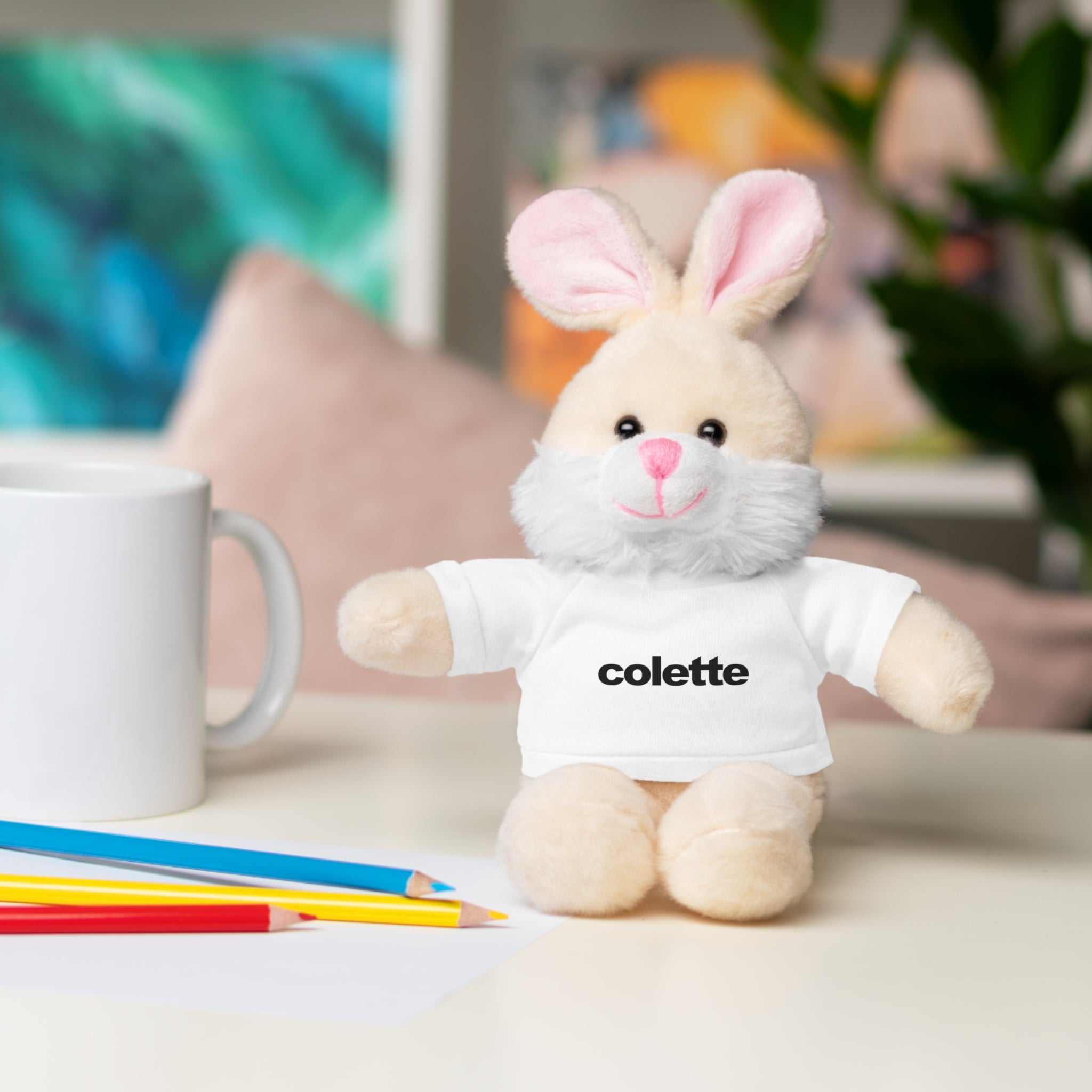 Stuffed Animal with 'colette' Logo Tee - 6 ANIMALS & 6 COLORS