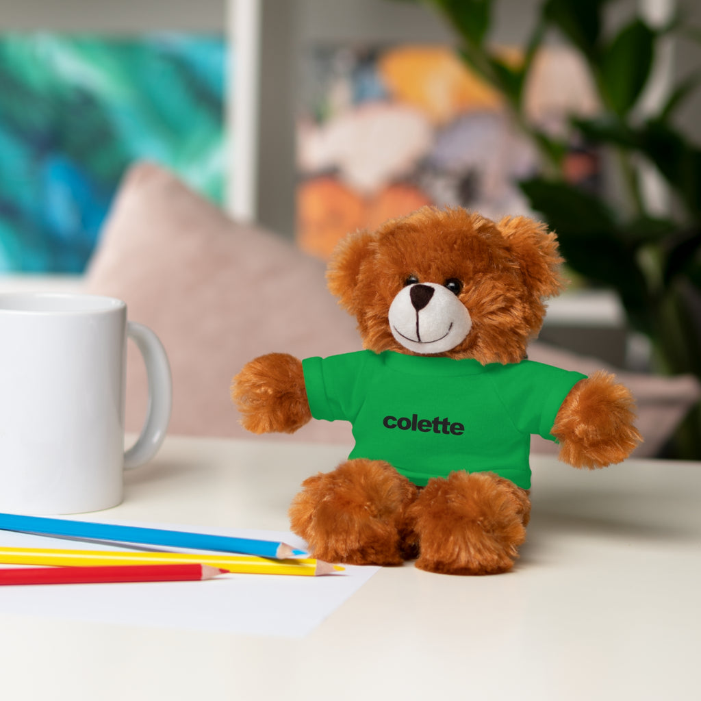 Stuffed Animal with 'colette' Logo Tee - 6 ANIMALS & 6 COLORS
