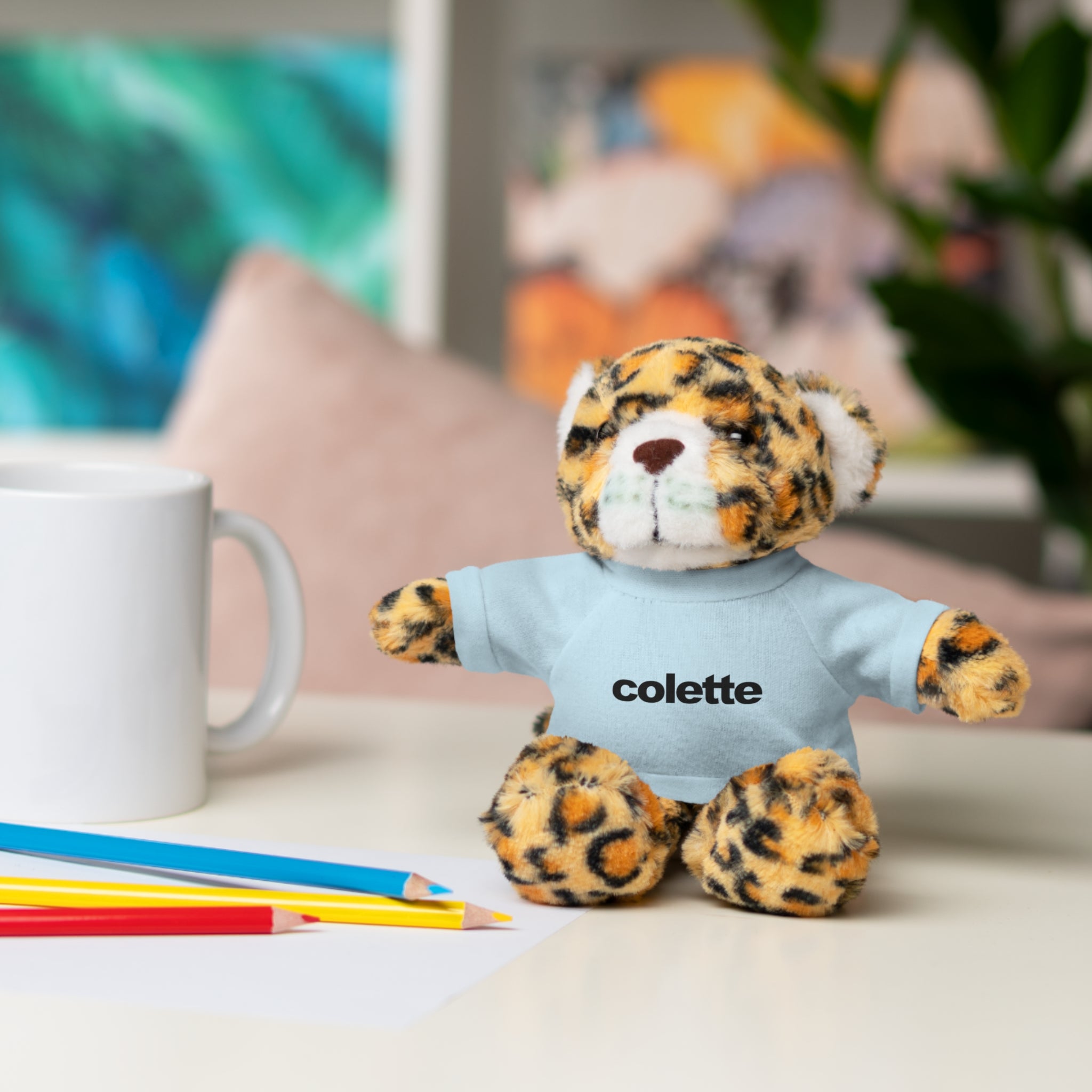 Stuffed Animal with 'colette' Logo Tee - 6 ANIMALS & 6 COLORS