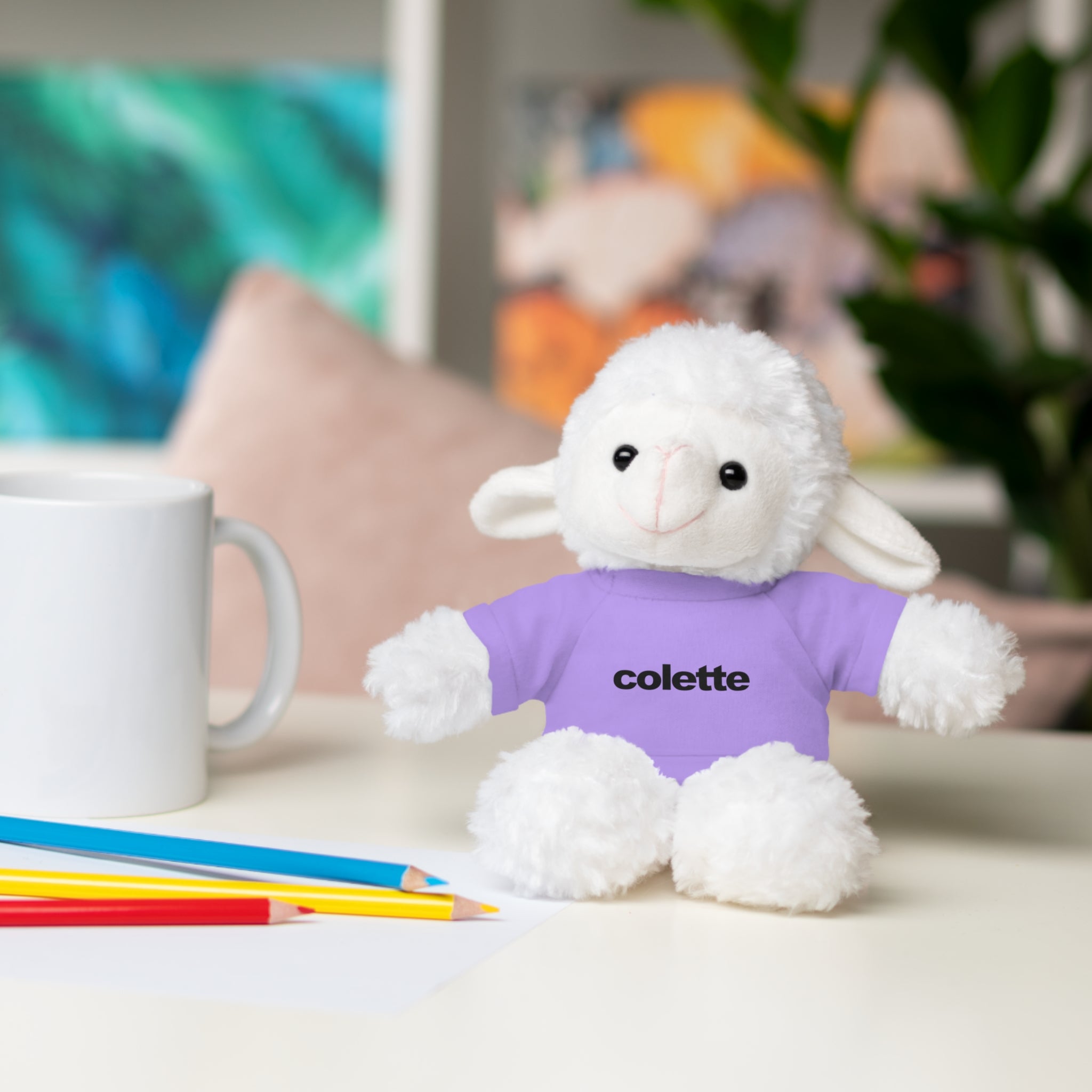 Stuffed Animal with 'colette' Logo Tee - 6 ANIMALS & 6 COLORS