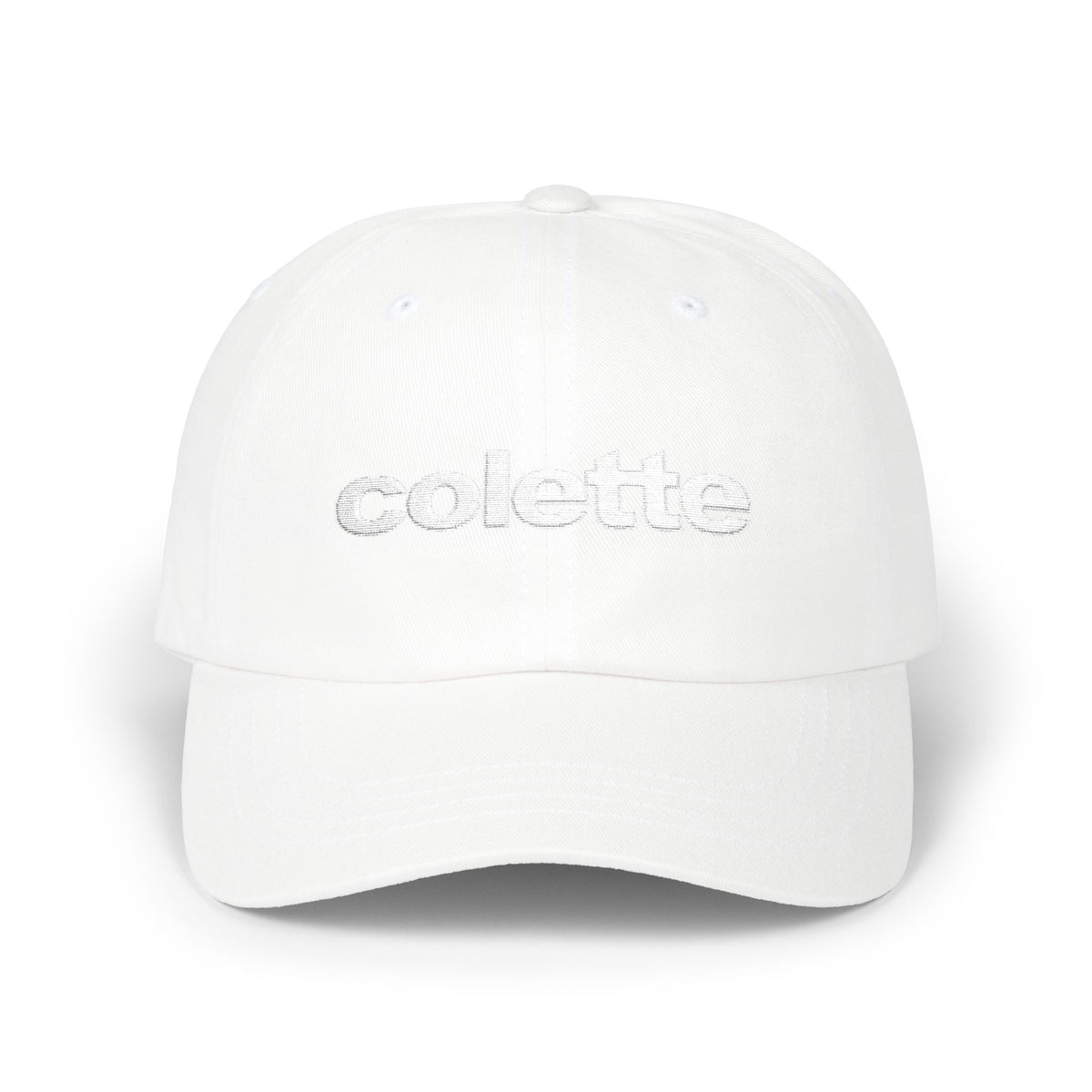 Embroidered  White on White "colette" Minimalist Baseball Hat