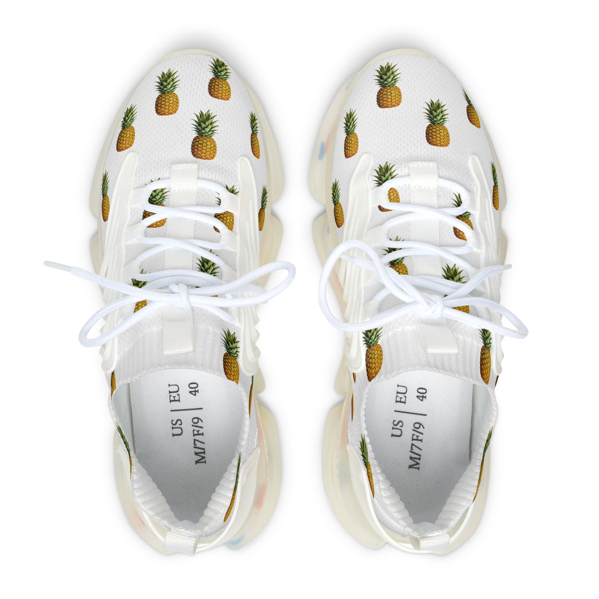 Pineapple Print Mesh Sneakers — Women’s Lightweight Summer Trainers