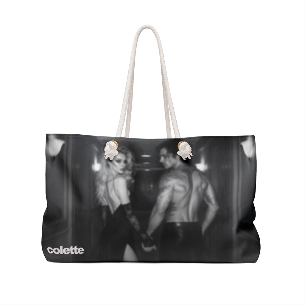 Chelsea Weekender Bag — Moody Black & White Couple Photo Travel Tote