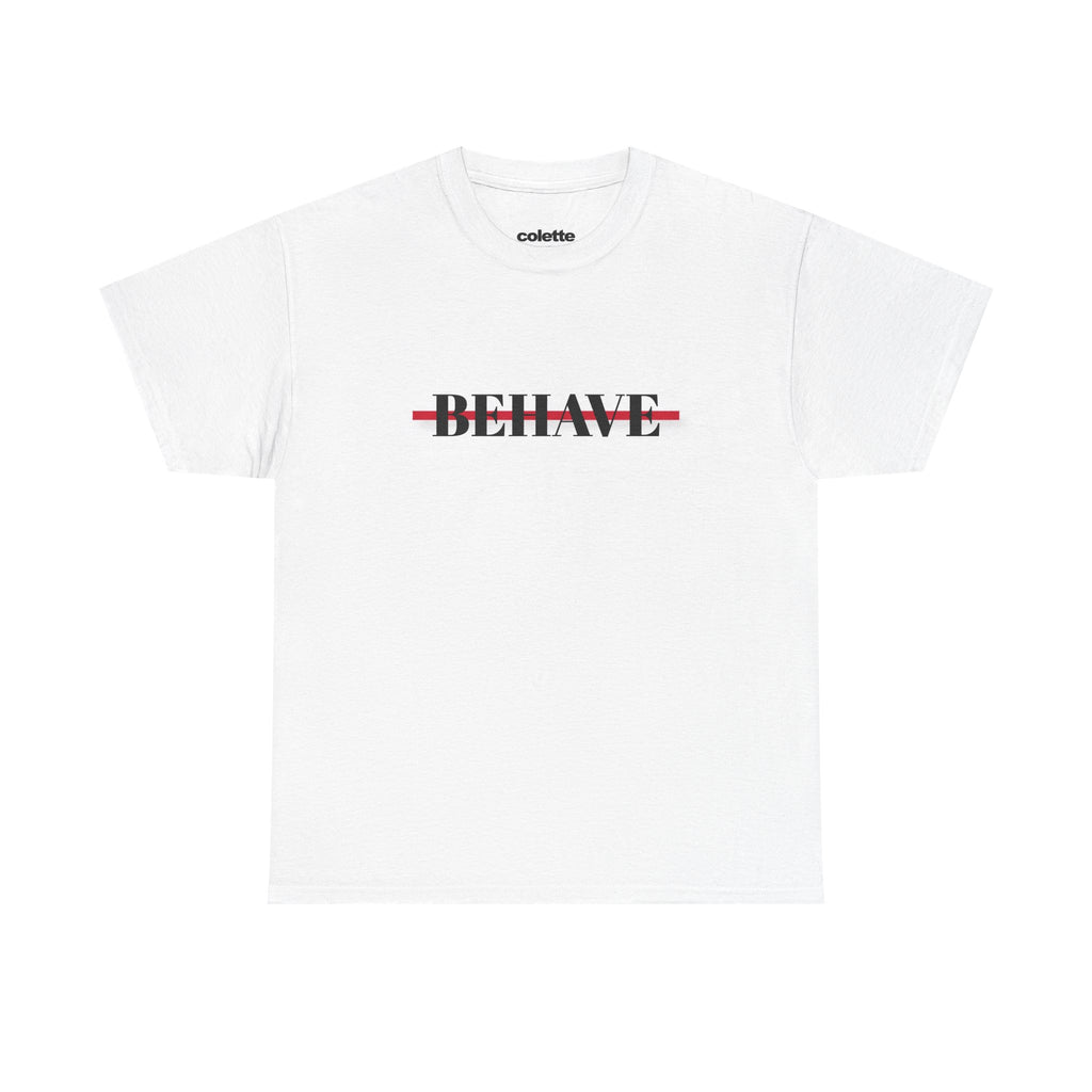 Unisex Boxy T-Shirt - Behave Strikethrough with colette Logo Back