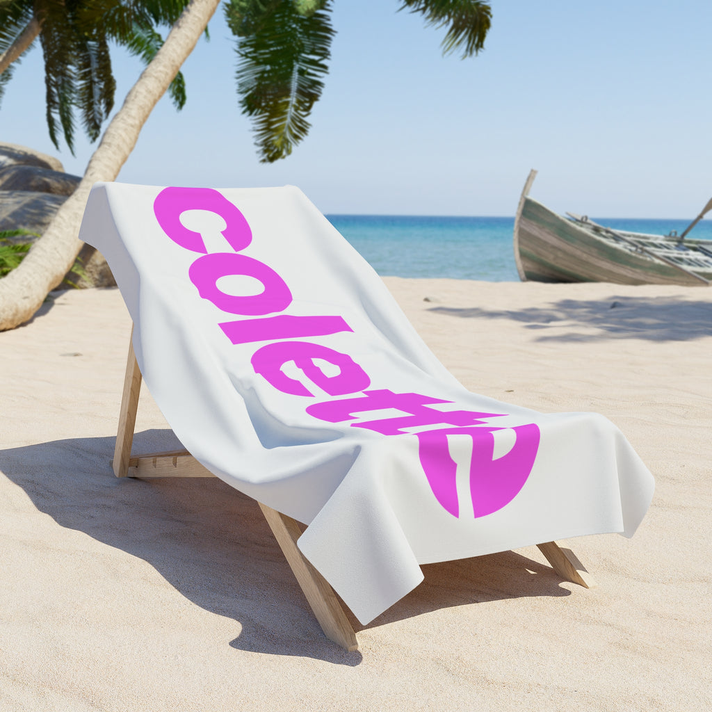 Beach Towel – Bold Fuschia 'colette' Logo Cotton Beach Towel