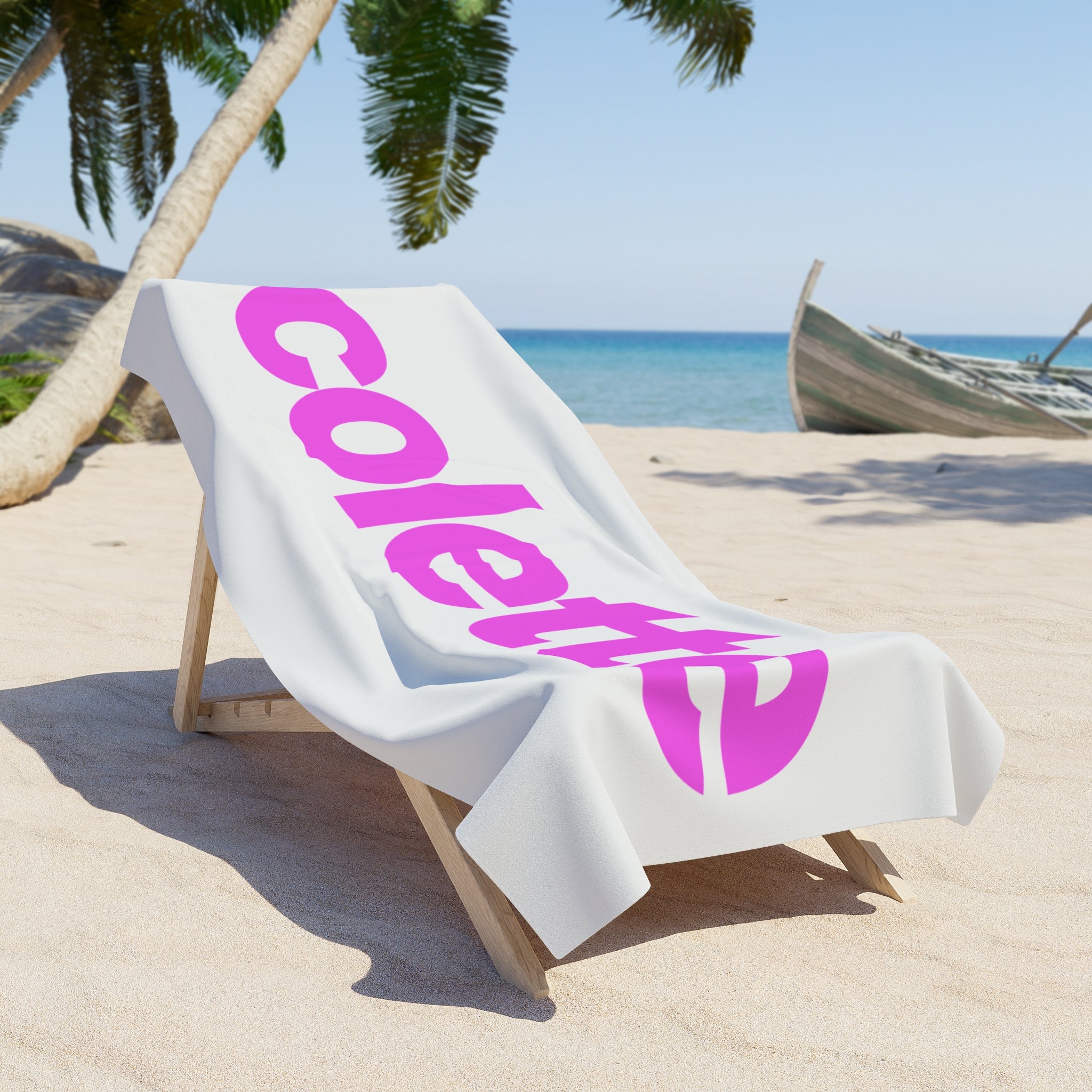 Beach Towel – Bold Fuschia 'colette' Logo Cotton Beach Towel
