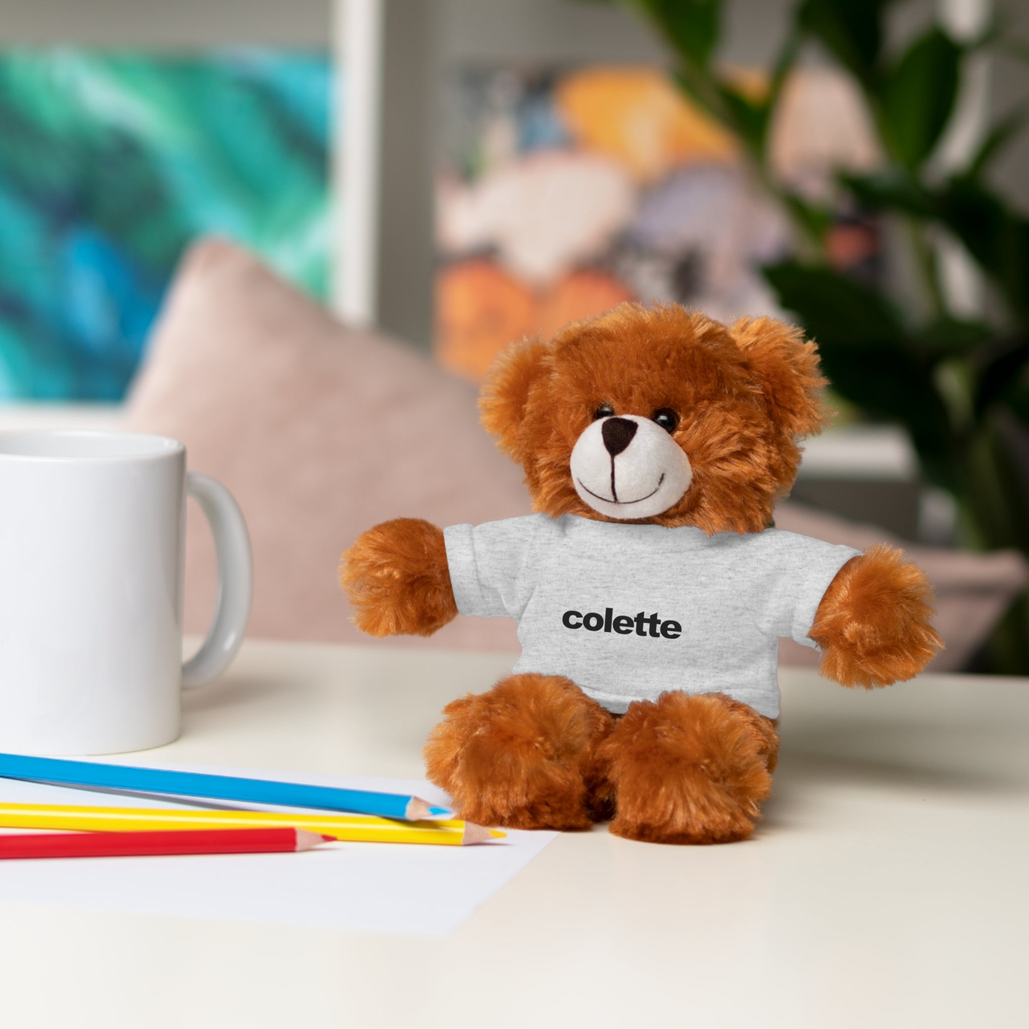Stuffed Animal with 'colette' Logo Tee - 6 ANIMALS & 6 COLORS