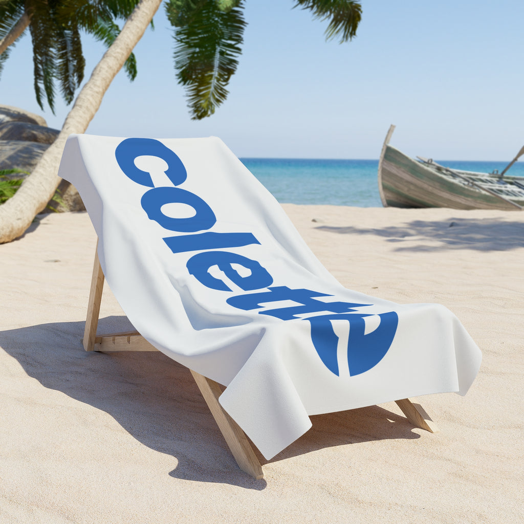 Beach Towel – Bold Blue 'colette' Logo Cotton Beach Towel