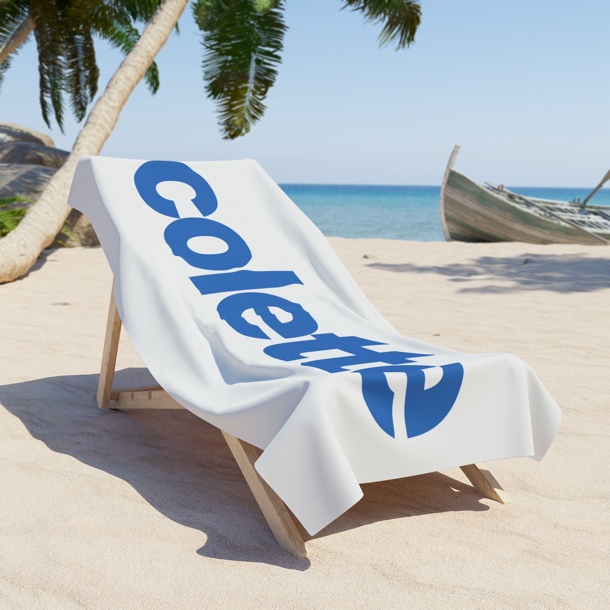 Beach Towel – Bold Blue 'colette' Logo Cotton Beach Towel