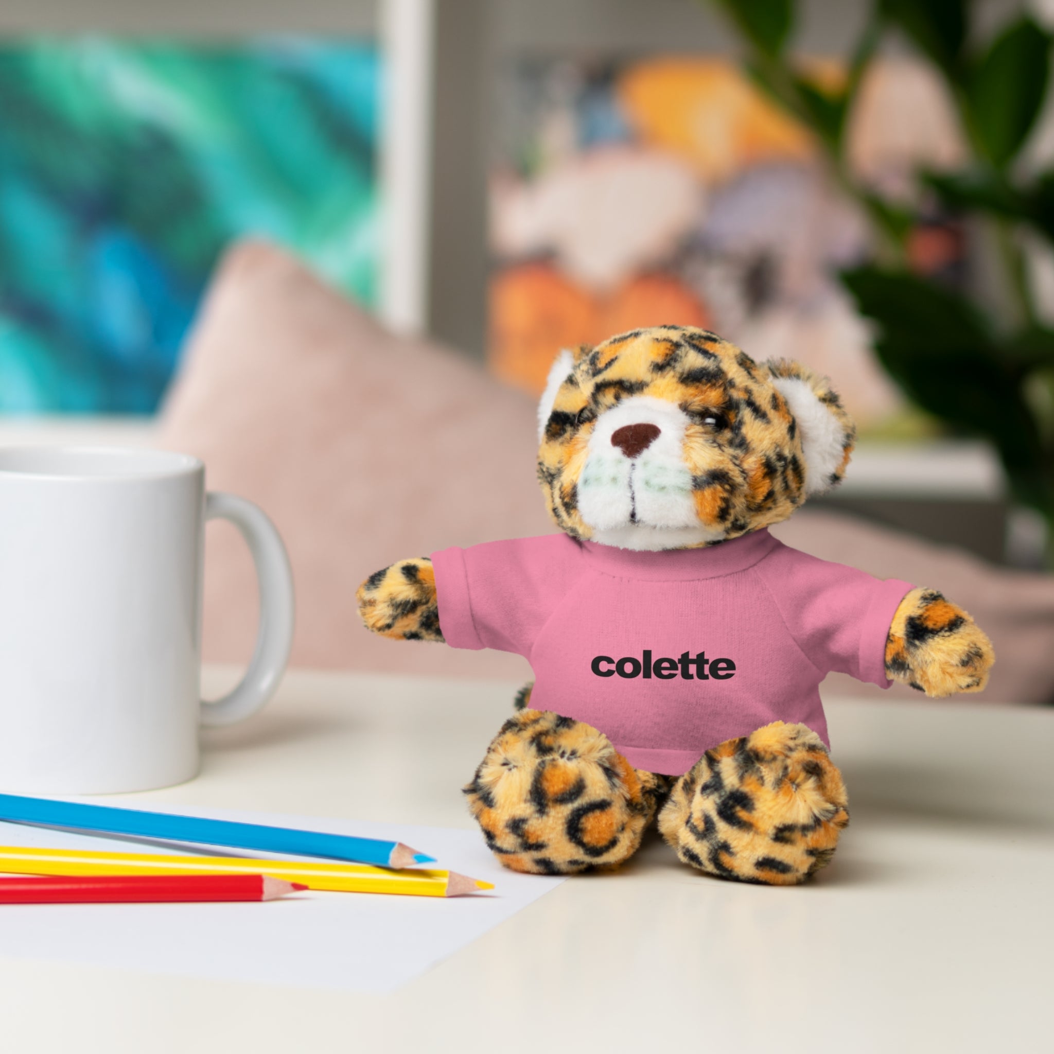 Stuffed Animal with 'colette' Logo Tee - 6 ANIMALS & 6 COLORS