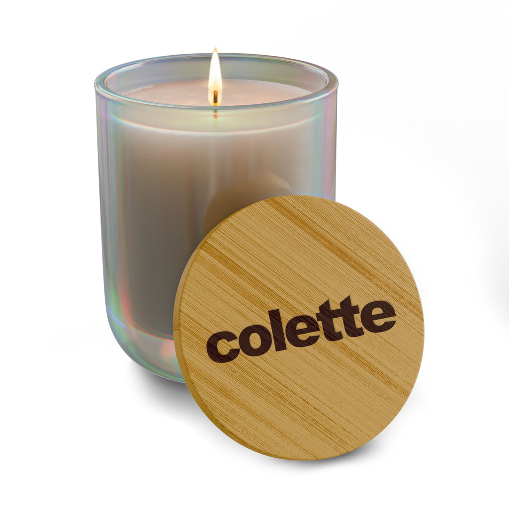14oz Scented Soy Candle - 'colette" Logo with Bamboo Lid - 5 COLORS & 6 SCENTS