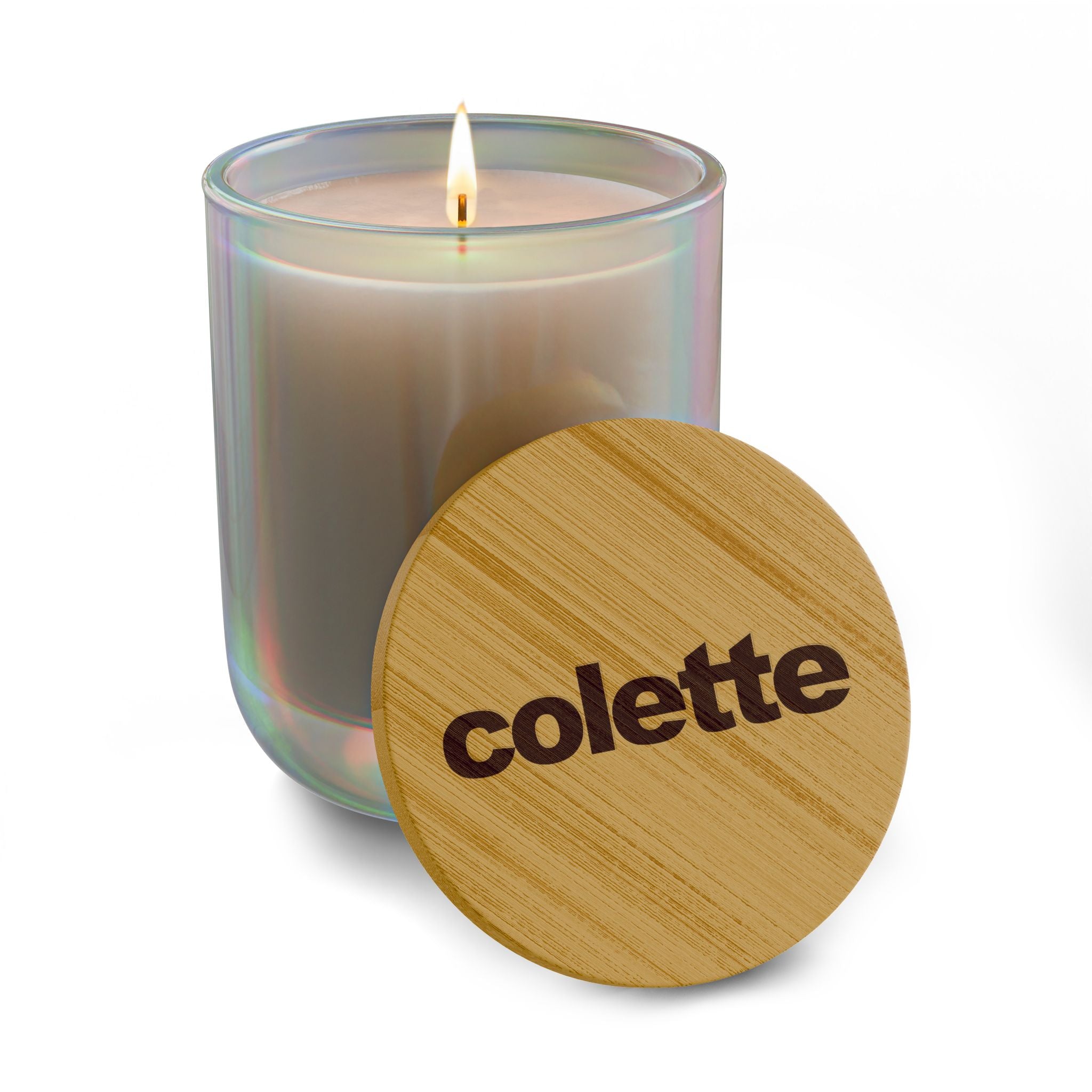 14oz Scented Soy Candle - 'colette" Logo with Bamboo Lid - 5 COLORS & 6 SCENTS