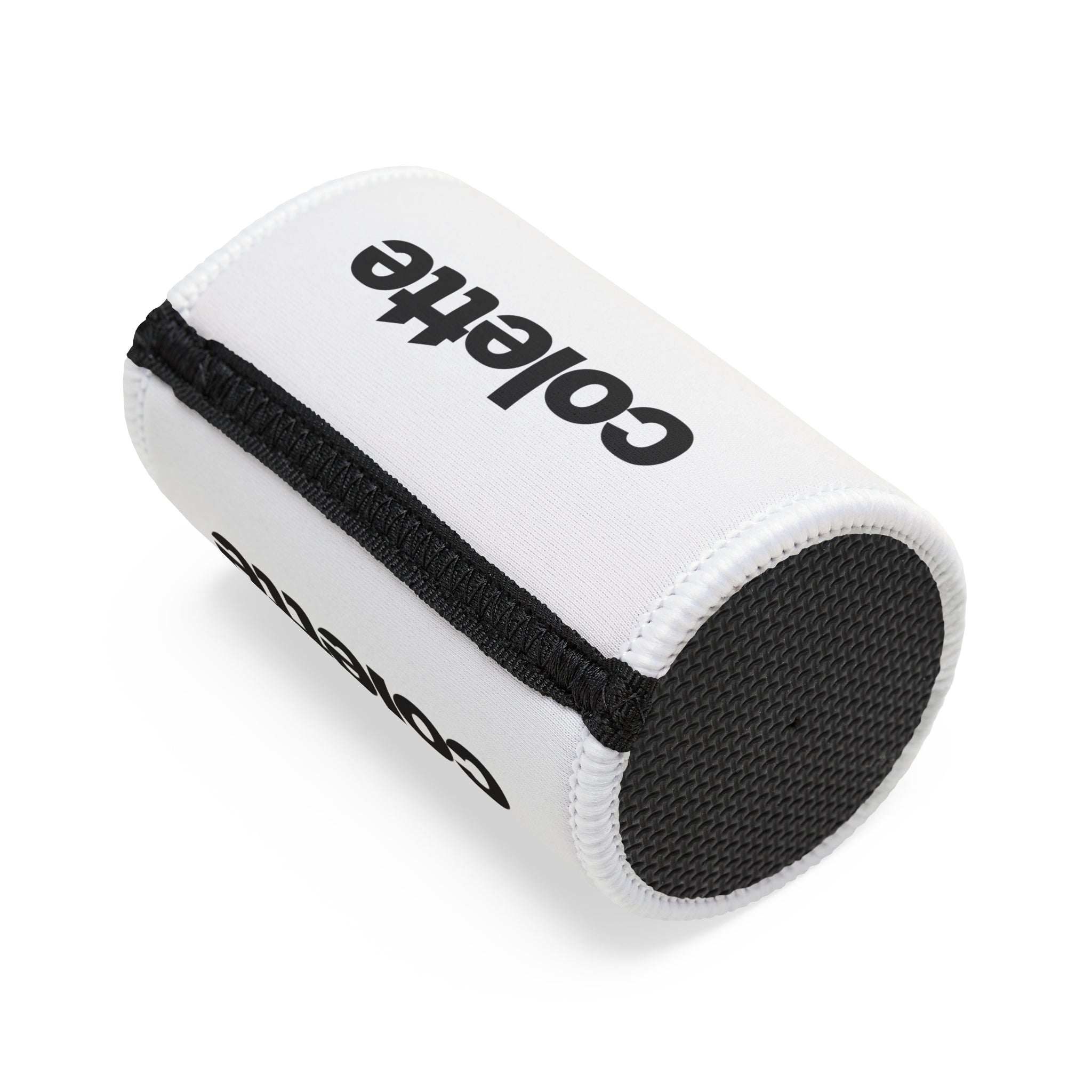 Stubby Cooler - White Neoprene Can Koozie with colette Logo