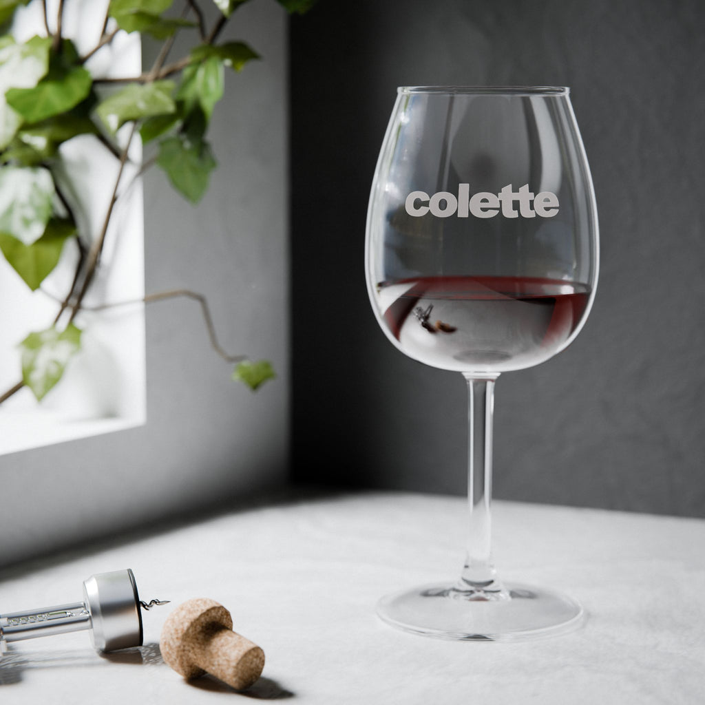 'colette' 12oz Wine Glass — Engraved Stemmed Glass