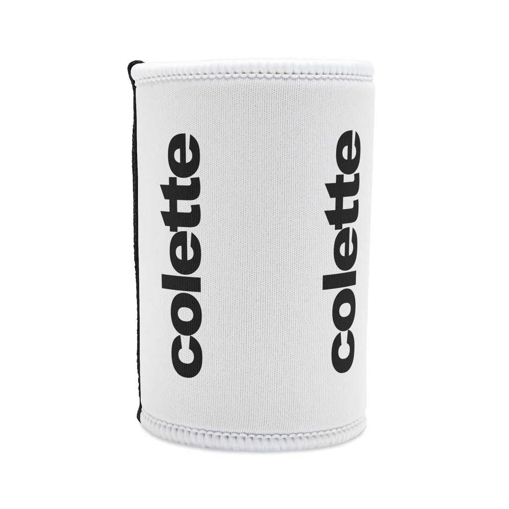 Stubby Cooler - White Neoprene Can Koozie with colette Logo