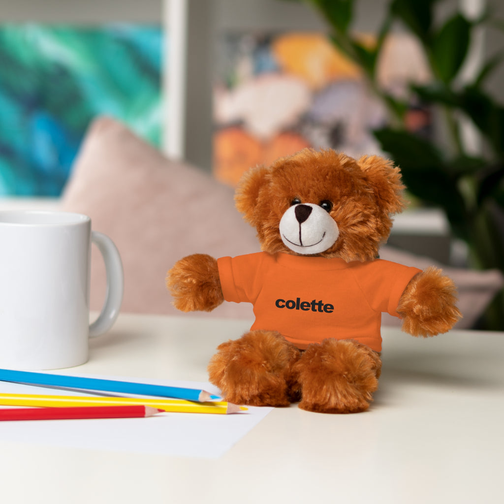 Stuffed Animal with 'colette' Logo Tee - 6 ANIMALS & 6 COLORS