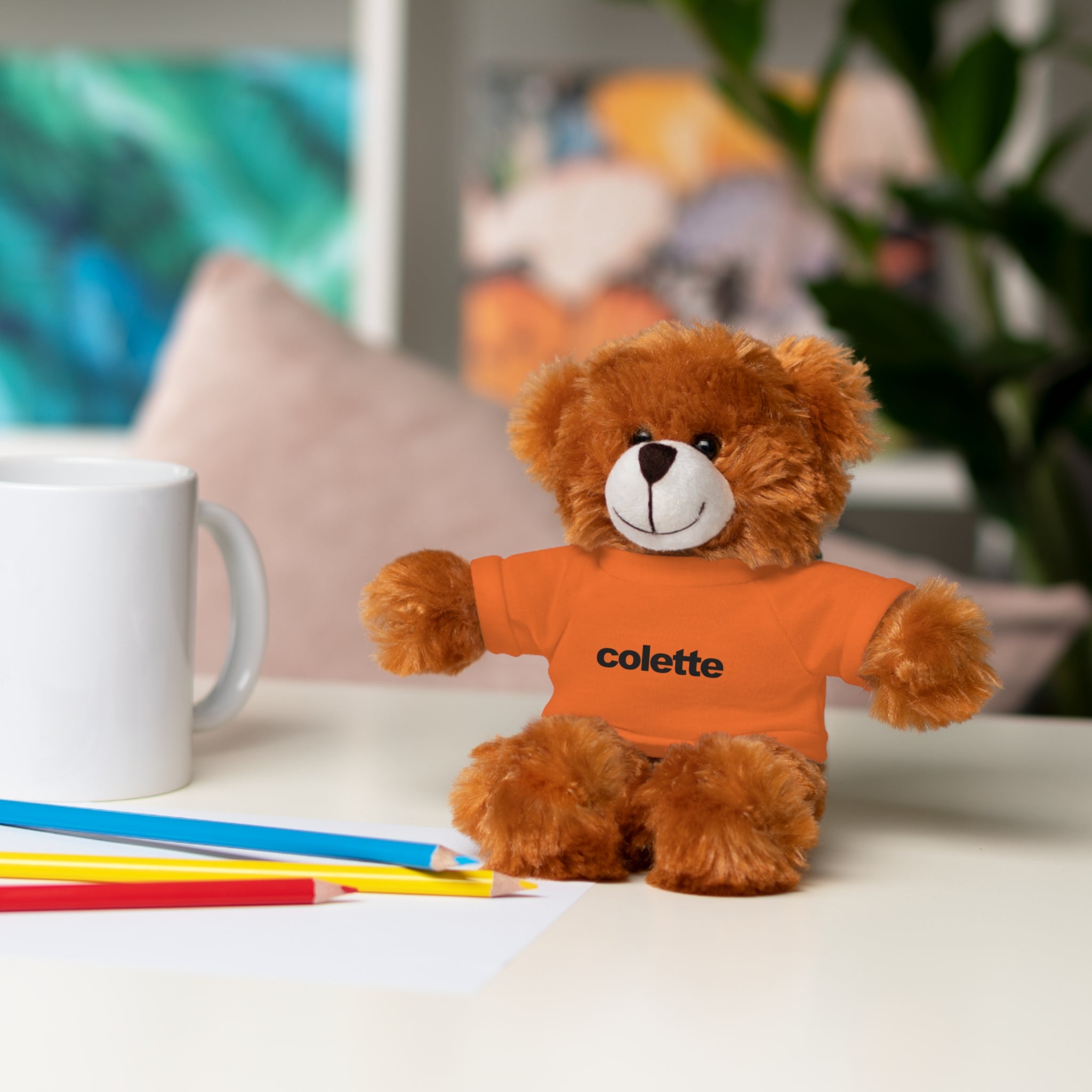 Stuffed Animal with 'colette' Logo Tee - 6 ANIMALS & 6 COLORS