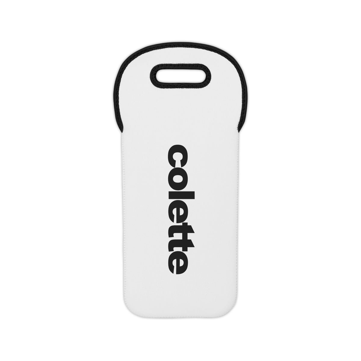 Personalized Wine Tote Bag - 'colette' Vertical Text Neoprene Bottle Carrier