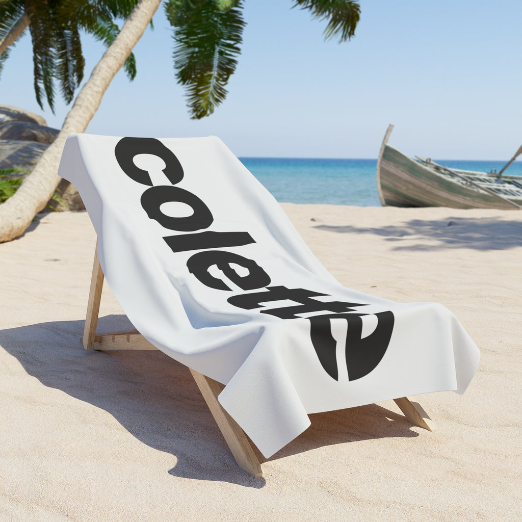 Beach Towel – Bold Black 'colette' Logo Cotton Beach Towel