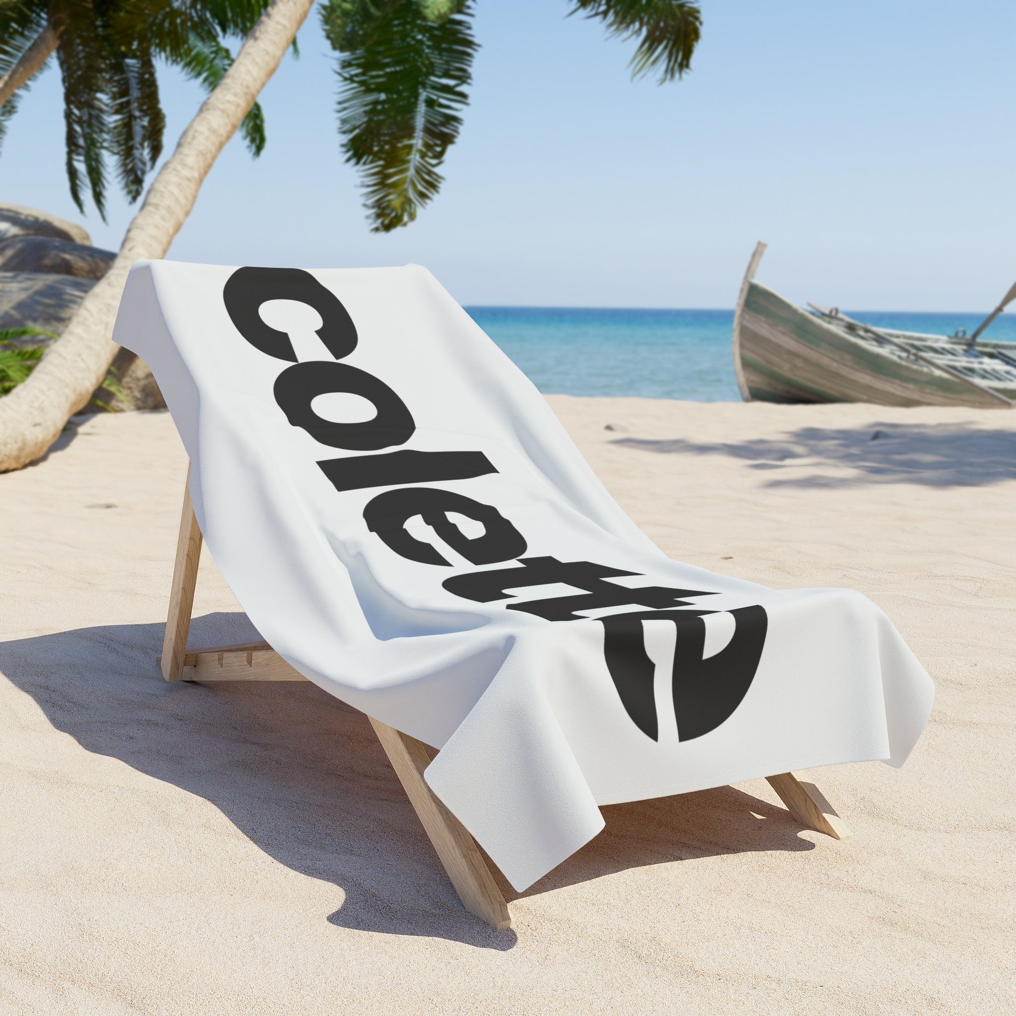 Beach Towel – Bold Black 'colette' Logo Cotton Beach Towel