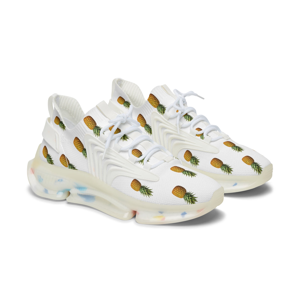 Pineapple Print Mesh Sneakers — Women’s Lightweight Summer Trainers