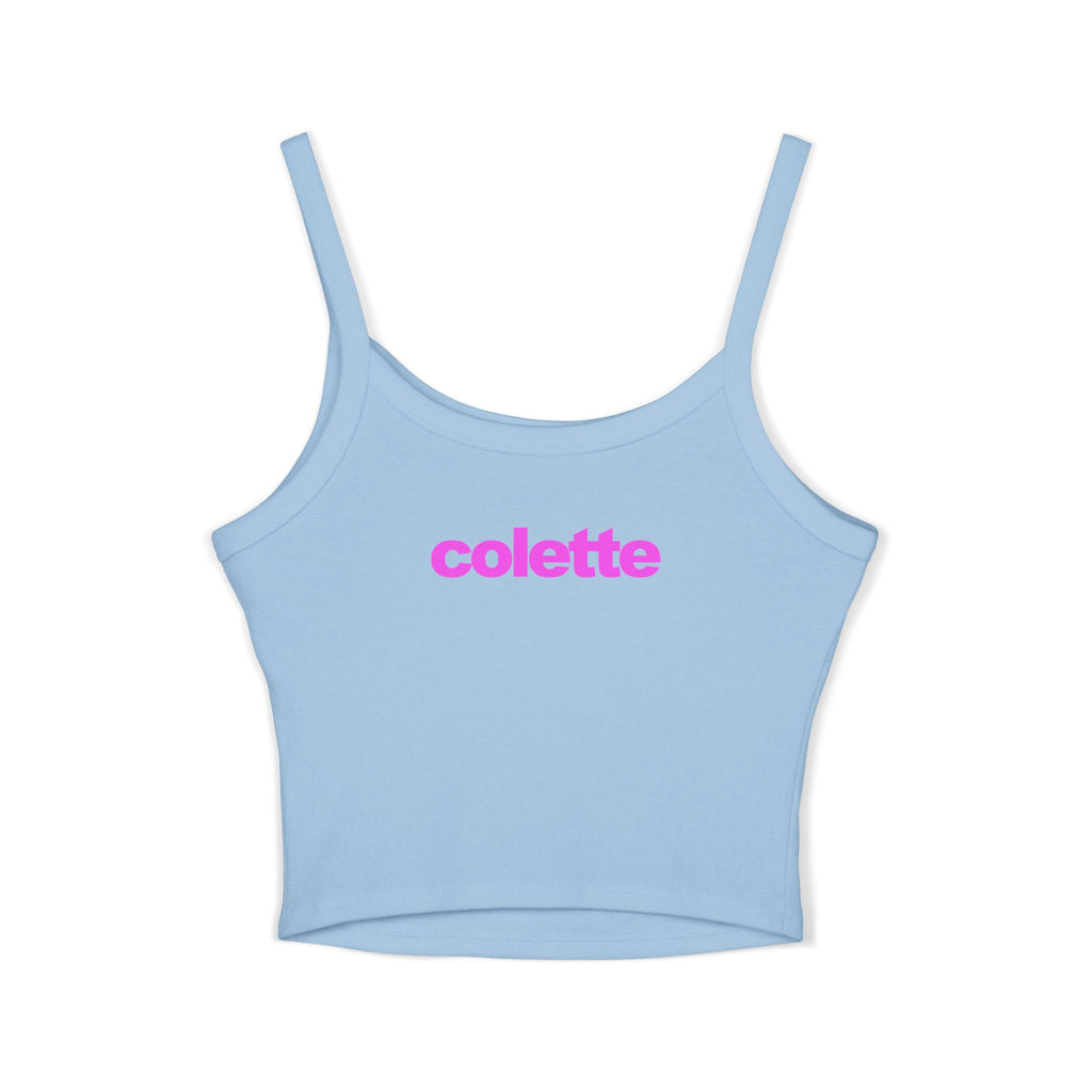 Fluffer Pink Cute Bunny Tank Top - Women’s Spaghetti Strap Crop