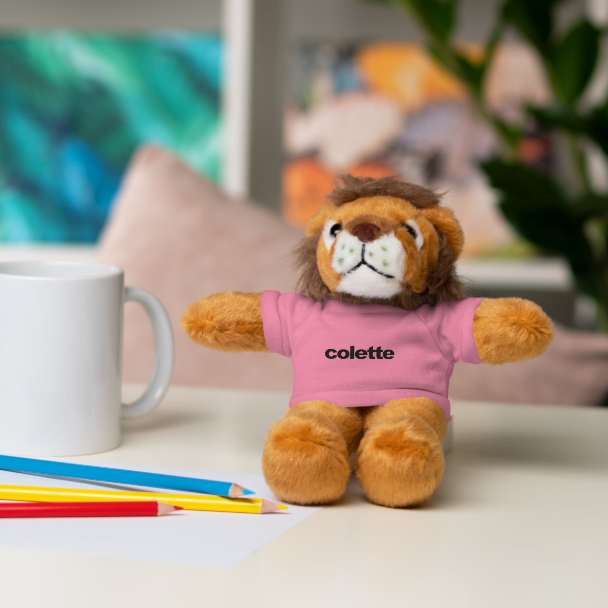 Stuffed Animal with 'colette' Logo Tee - 6 ANIMALS & 6 COLORS