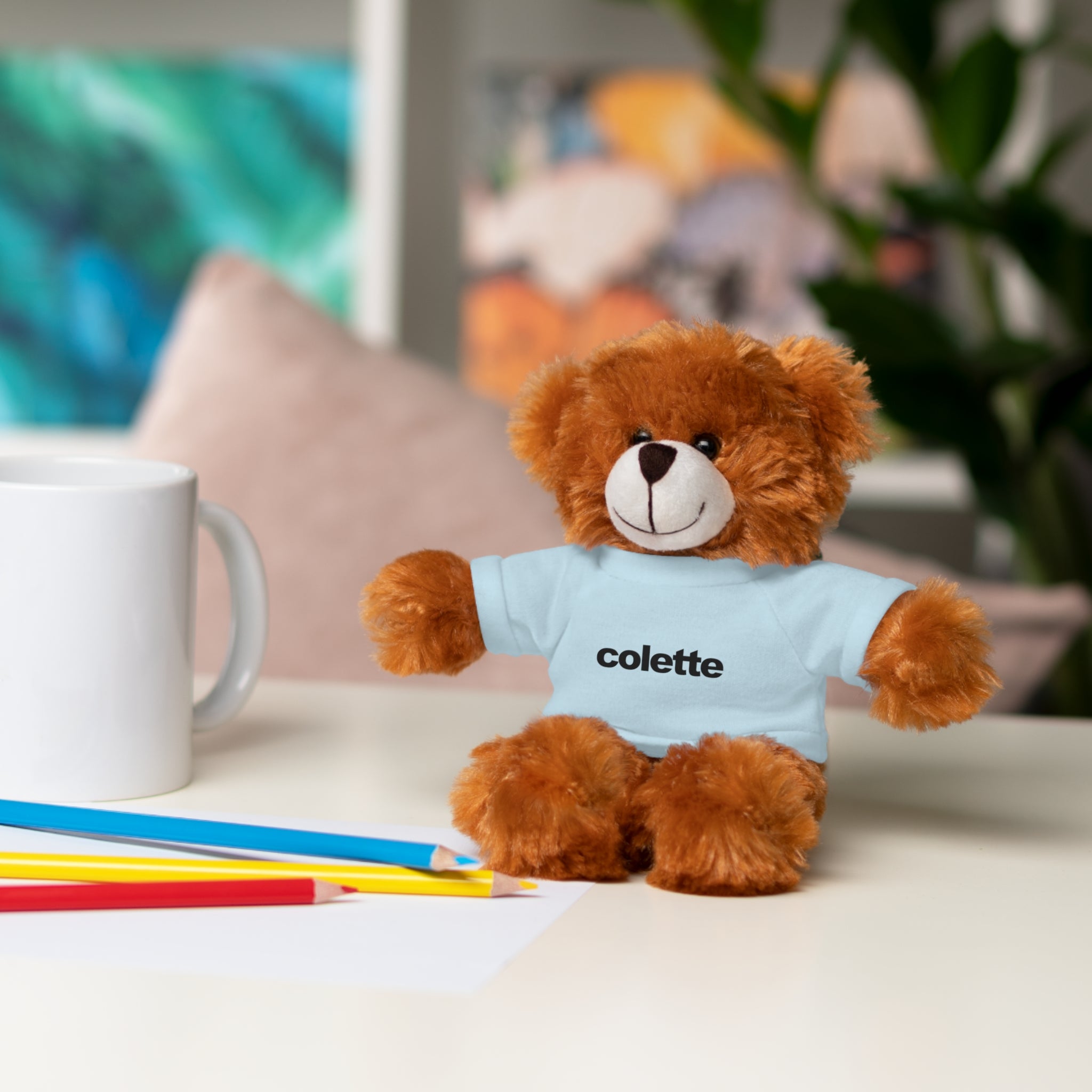 Stuffed Animal with 'colette' Logo Tee - 6 ANIMALS & 6 COLORS