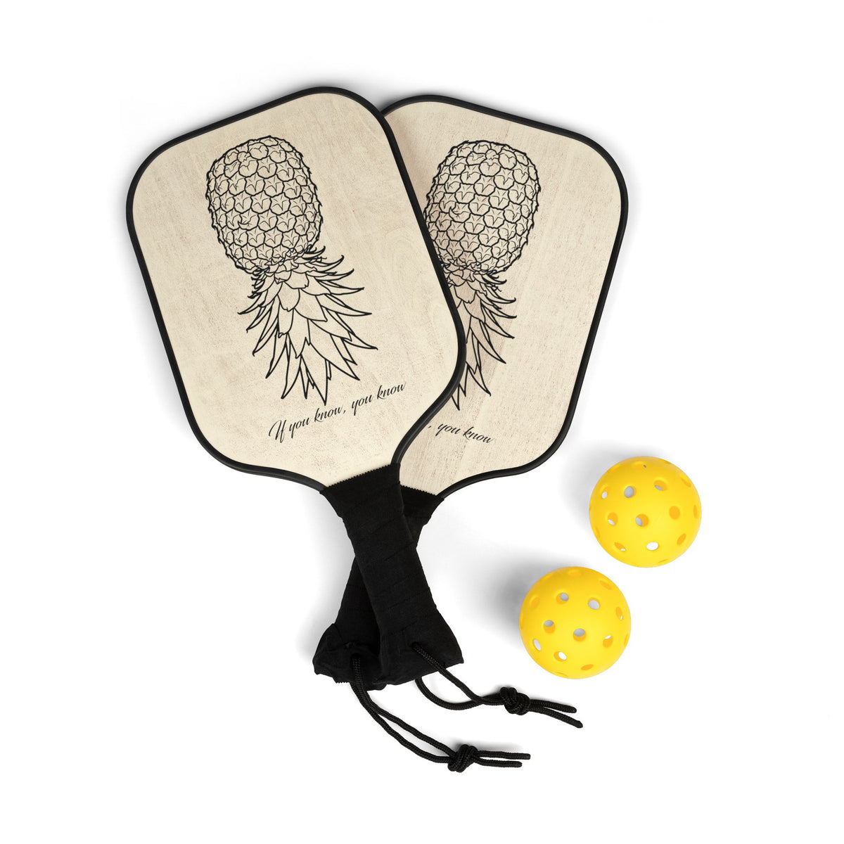 Pineapple Pickleball Paddles Set — Lightweight Wooden Pickleball Kit (Includes 2 Paddles & 2 Balls)