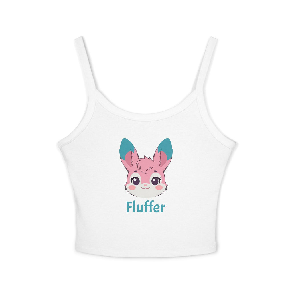 Fluffer Pink Cute Bunny Tank Top - Women’s Spaghetti Strap Crop