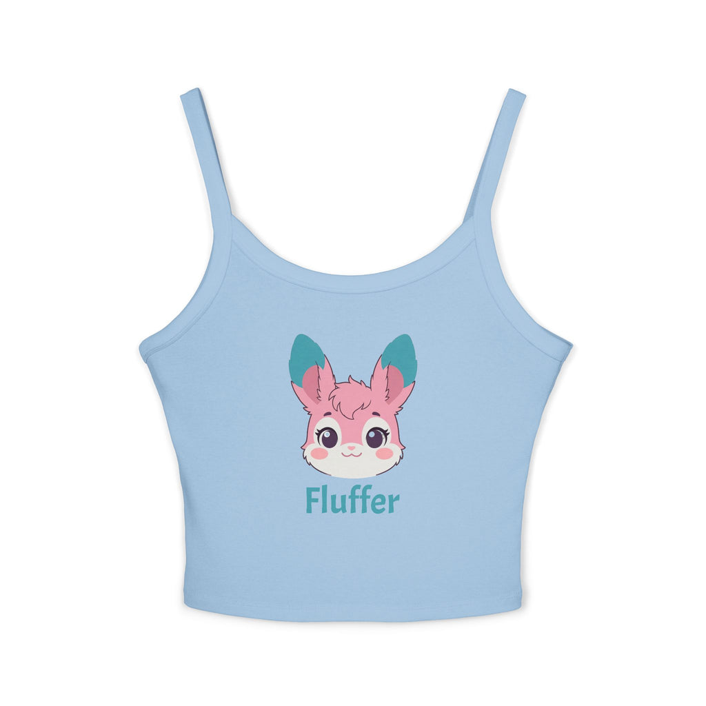 Fluffer Pink Cute Bunny Tank Top - Women’s Spaghetti Strap Crop