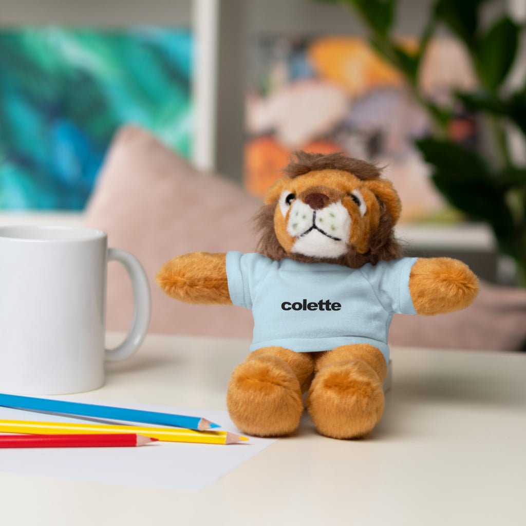 Stuffed Animal with 'colette' Logo Tee - 6 ANIMALS & 6 COLORS