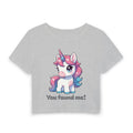 "You found me" Unicorn Women's Baby Tee — Minimalist Crop T-Shirt
