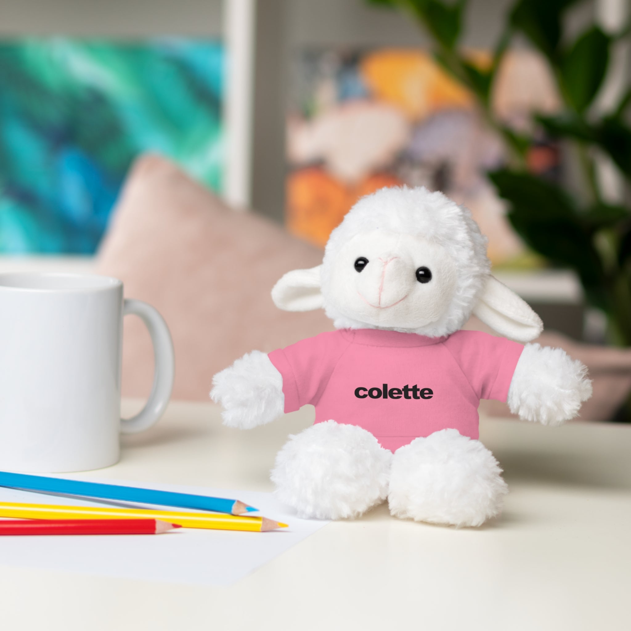 Stuffed Animal with 'colette' Logo Tee - 6 ANIMALS & 6 COLORS