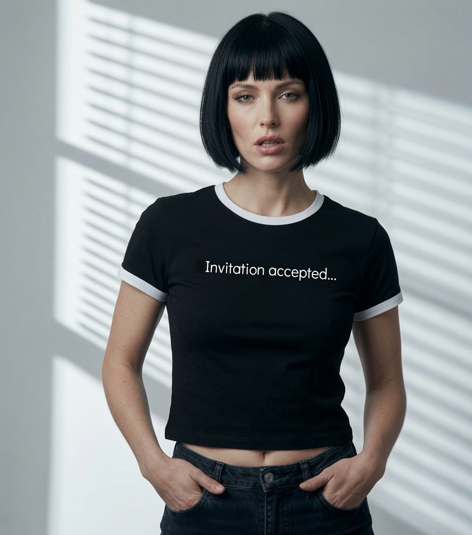 "Invitation accepted..." Women's Ringer Tee
