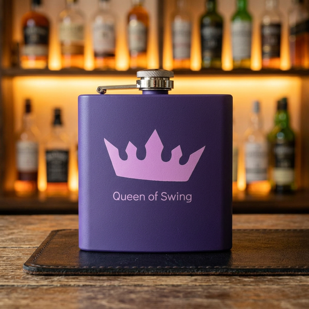 Flask - "Queen of Swing" Stainless Steel 6oz Hip Flask
