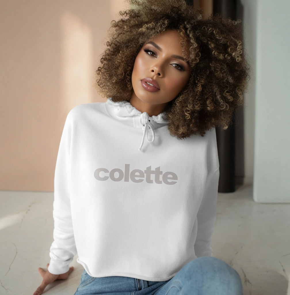 colette Cropped Hoodie — Minimal Logo Crop Sweatshirt