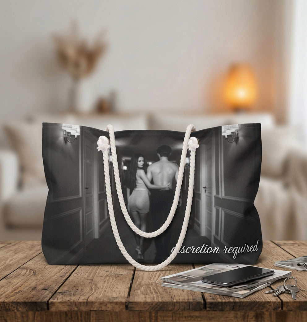 Carlysle Weekender Bag — Moody Black & White Couple Photo Travel Tote