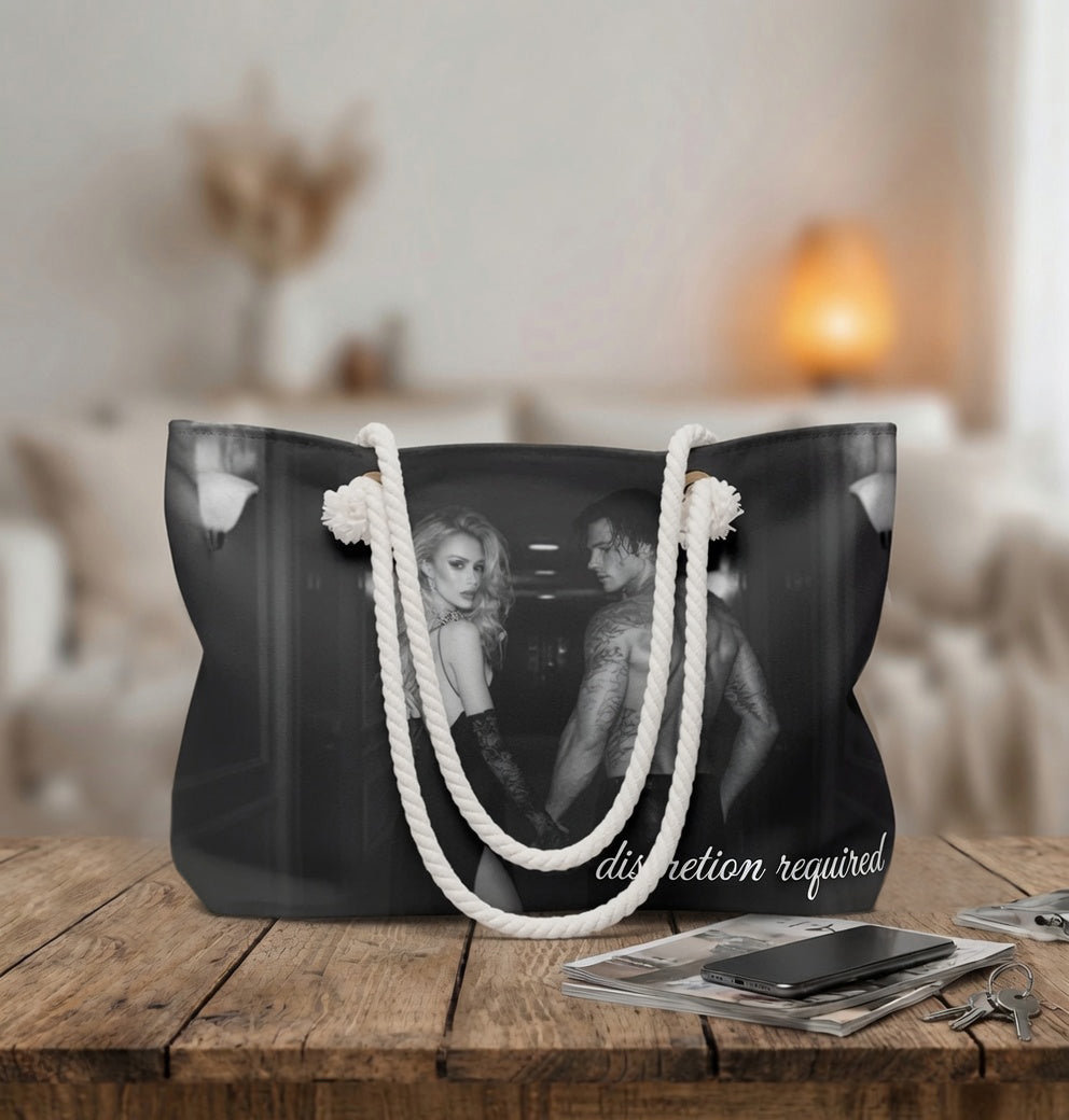 Chelsea Weekender Bag — Moody Black & White Couple Photo Travel Tote