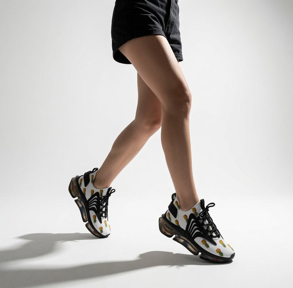 Pineapple Print Mesh Sneakers — Women’s Lightweight Summer Trainers