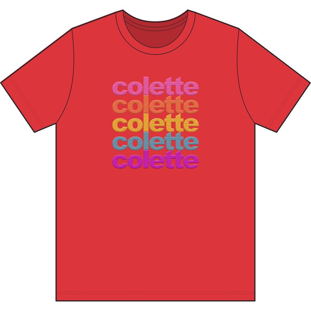 Washed Out colette Retro Rainbow Tee - Repeating Logo Graphic T-Shirt - 10 COLORS