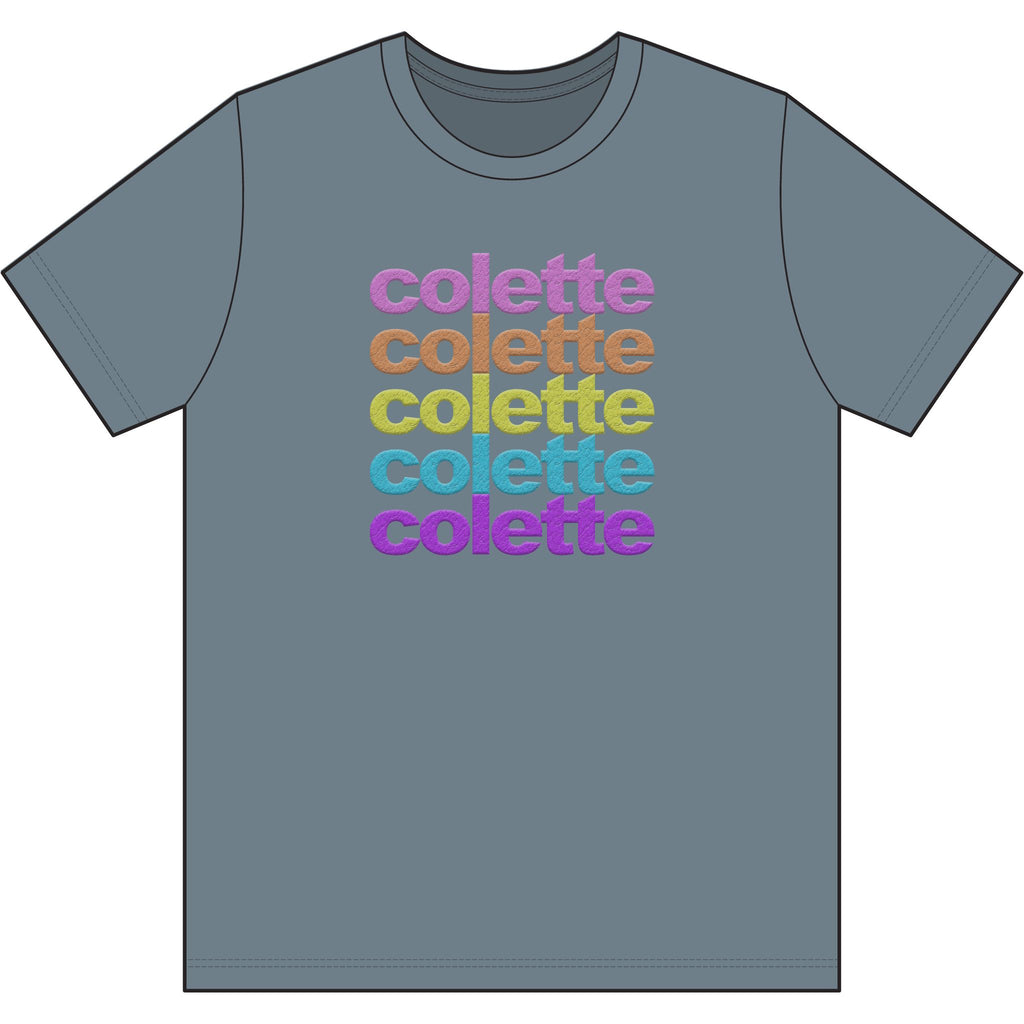 Washed Out colette Retro Rainbow Tee - Repeating Logo Graphic T-Shirt - 10 COLORS
