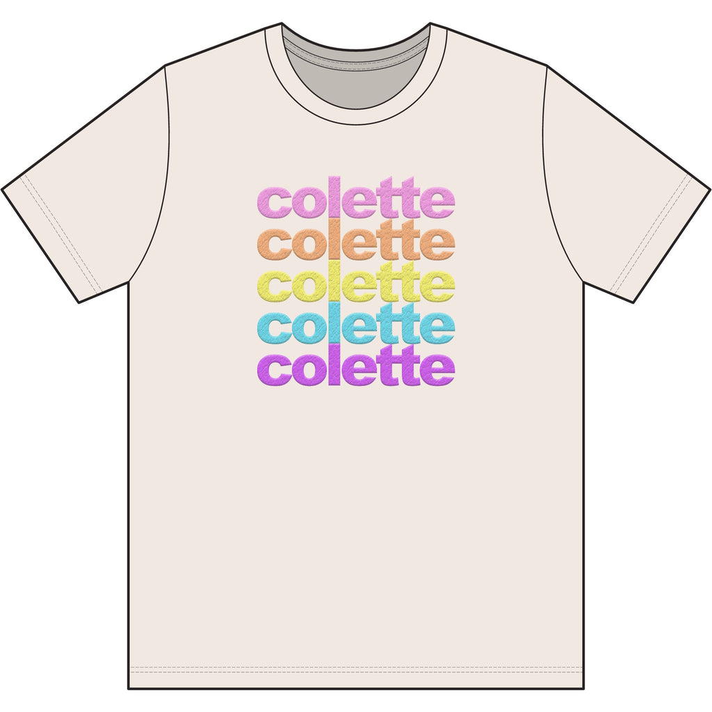 Washed Out colette Retro Rainbow Tee - Repeating Logo Graphic T-Shirt - 10 COLORS