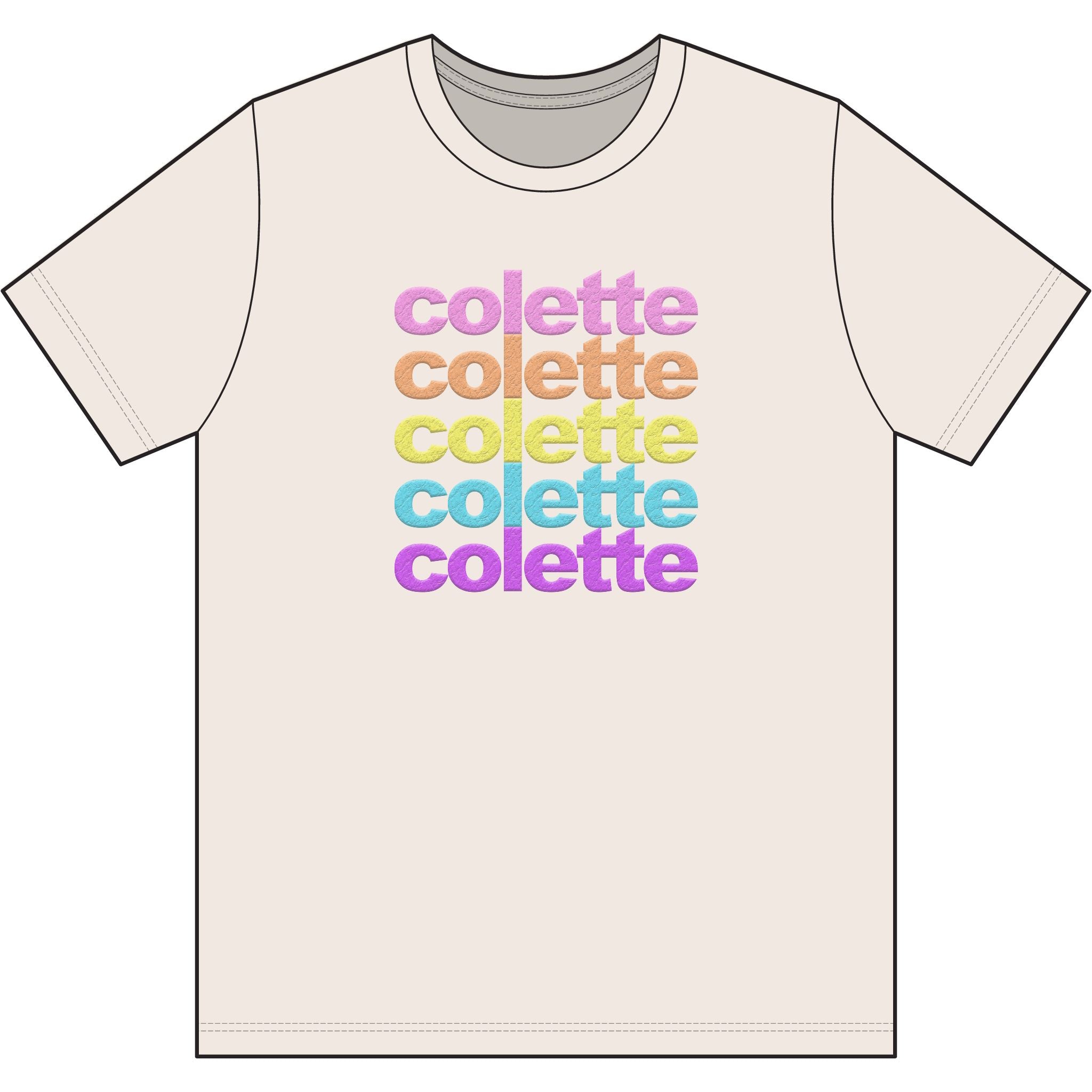 Washed Out colette Retro Rainbow Tee - Repeating Logo Graphic T-Shirt - 10 COLORS