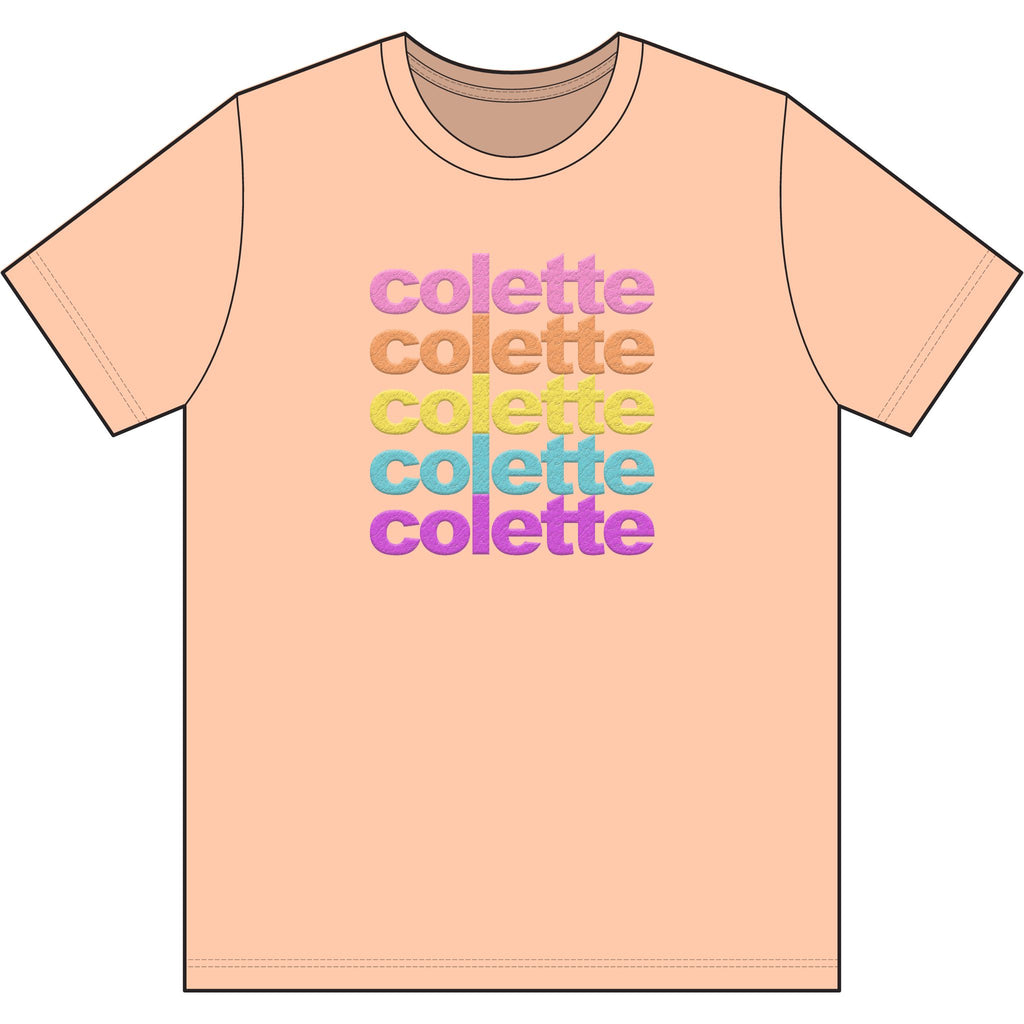 Washed Out colette Retro Rainbow Tee - Repeating Logo Graphic T-Shirt - 10 COLORS
